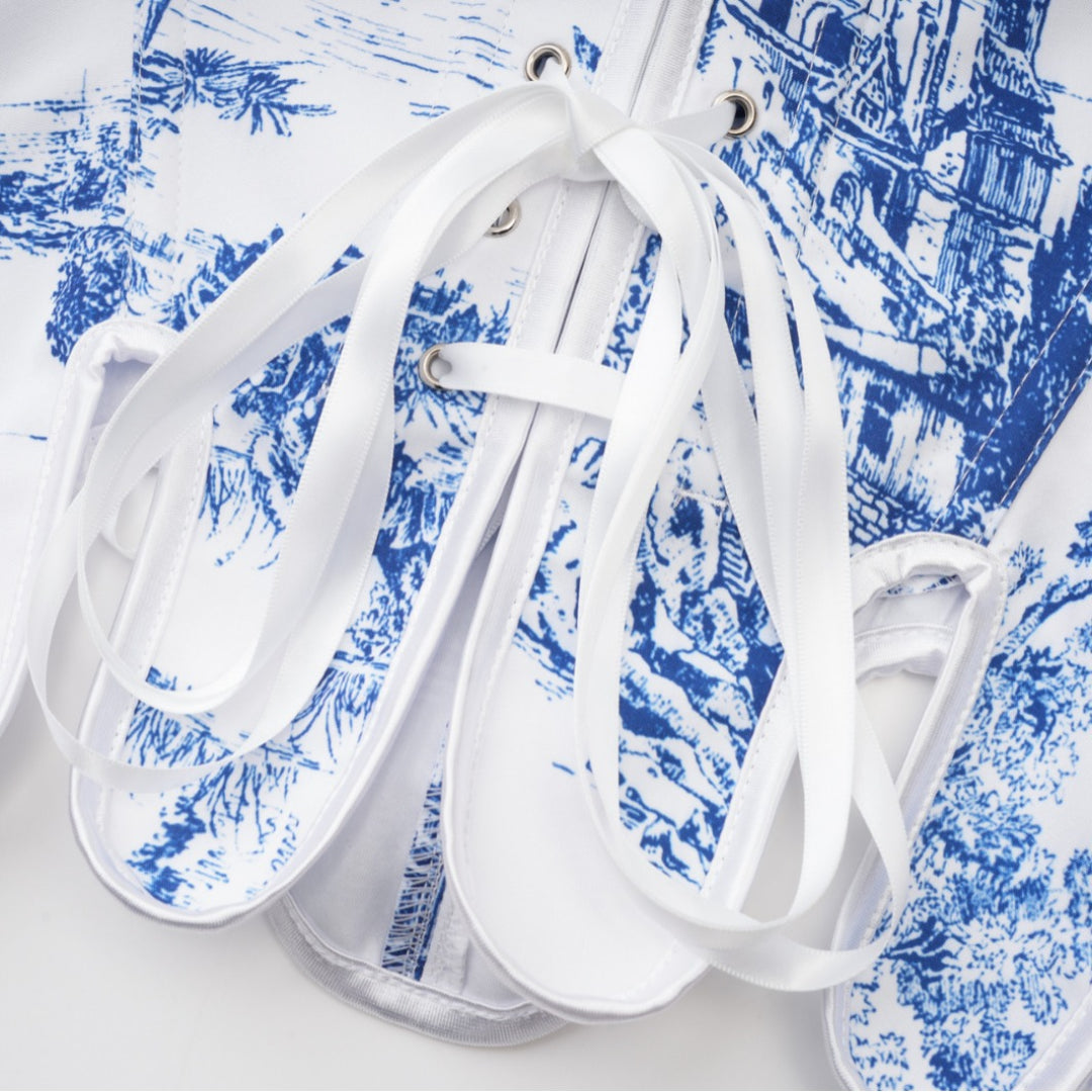 Porcelain Jacquard Shaping Bustier Corset Top | JAMSHAPE