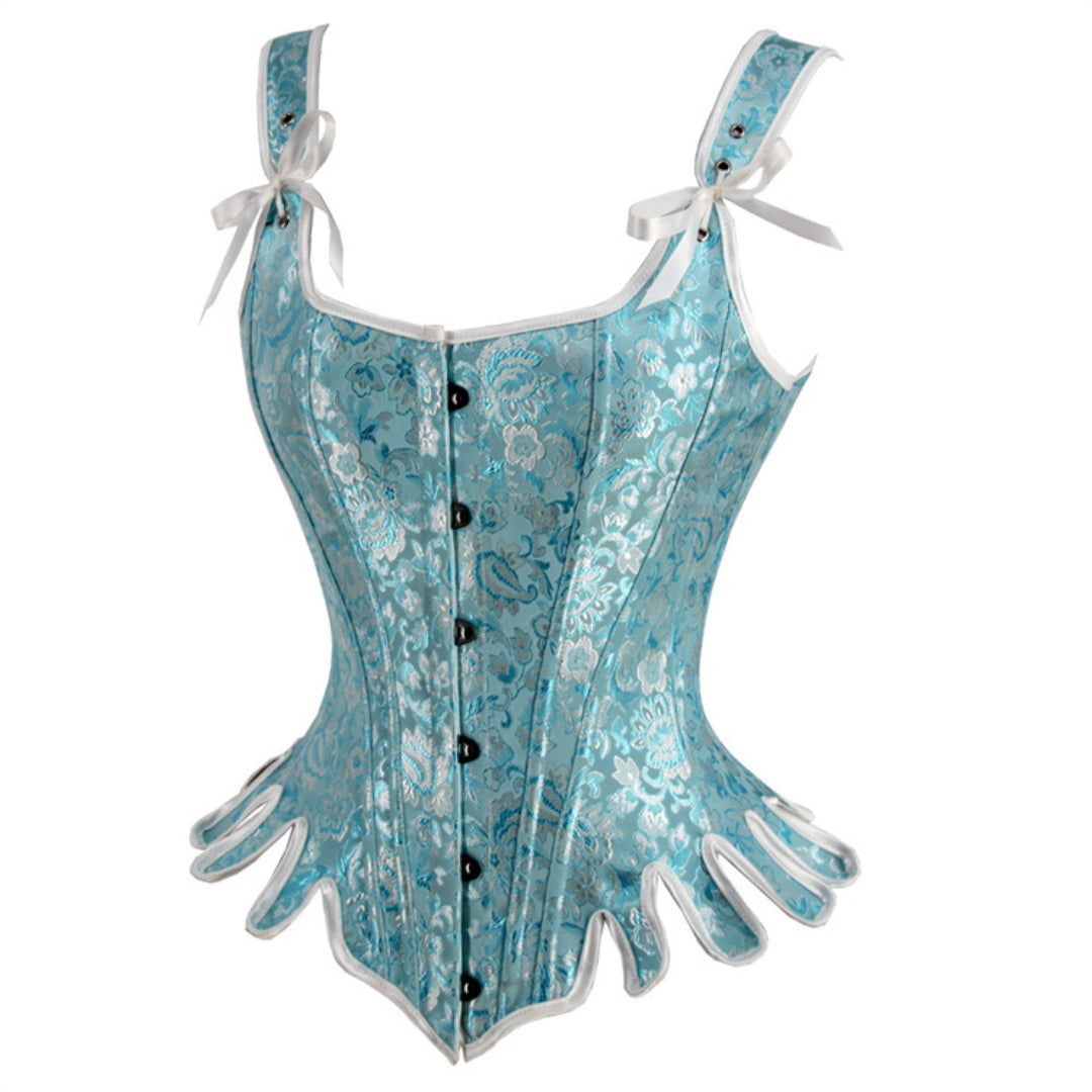 Floral Jacquard U-neck Overbust Corset With Shoulder Straps | JAMSHAPE