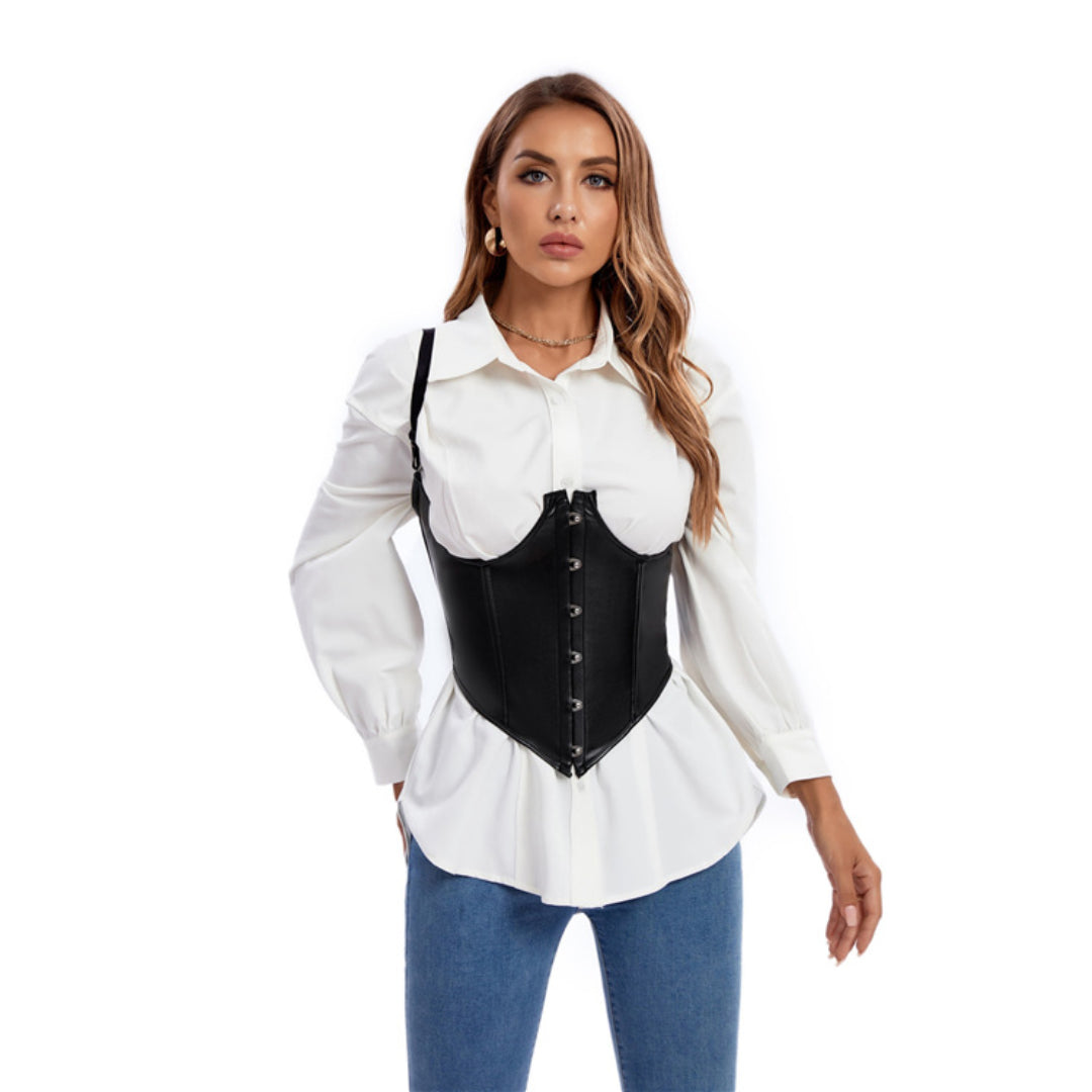 Leather Shaping Deep Underbust Corset | JAMSHAPE