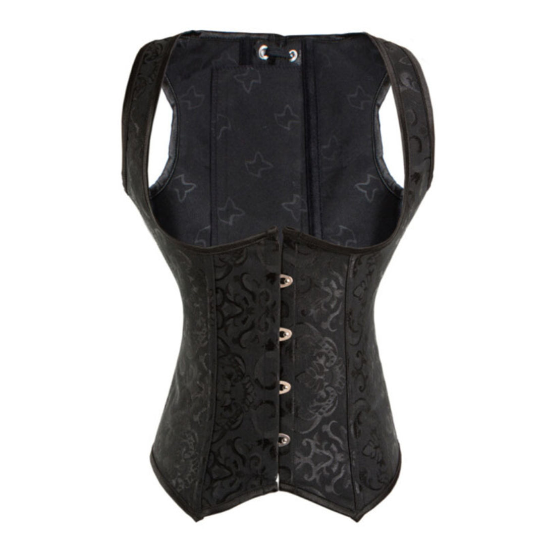 Wide Shoulder Strap Embroidered Underbust Corset | JAMSHAPE