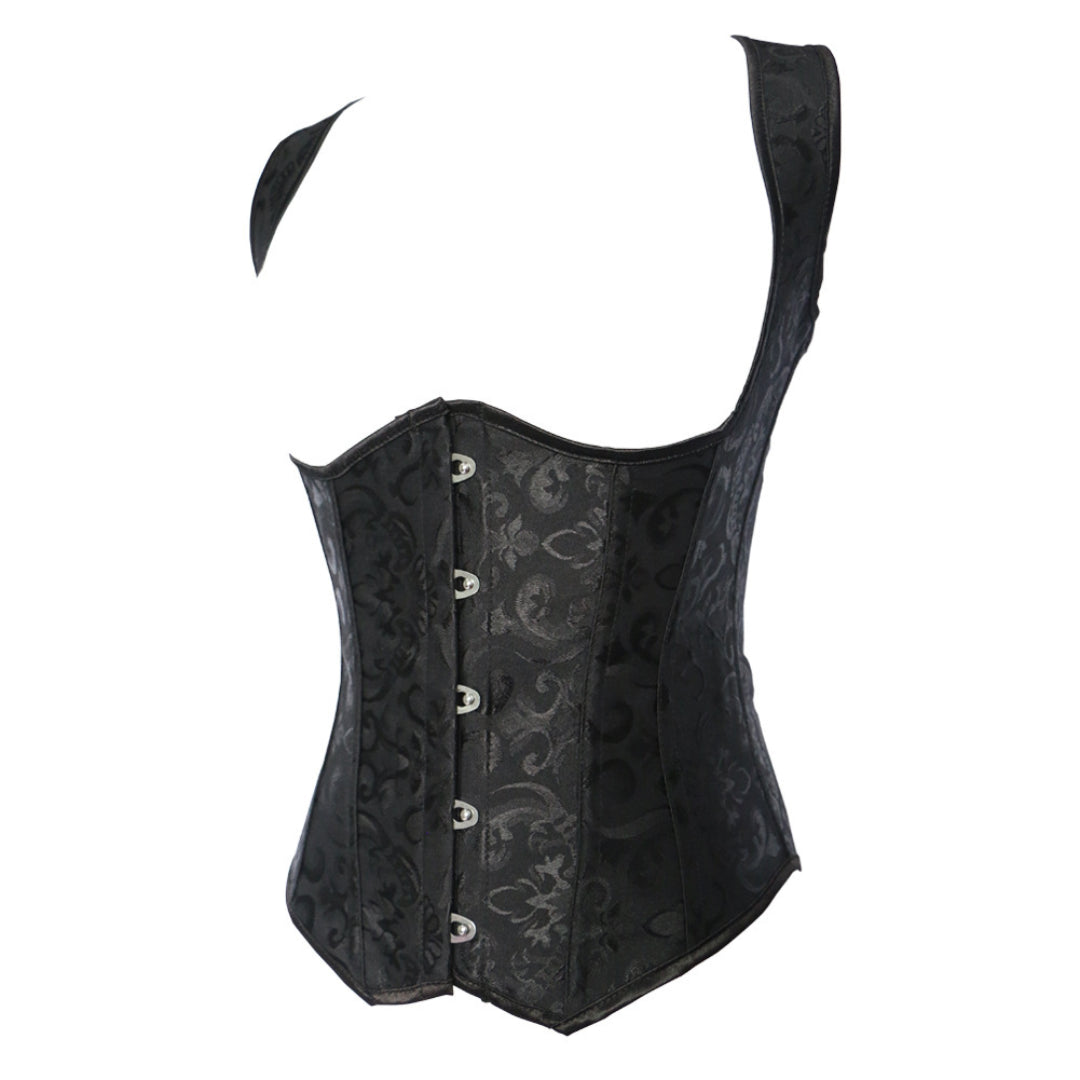 Wide Shoulder Strap Embroidered Underbust Corset | JAMSHAPE