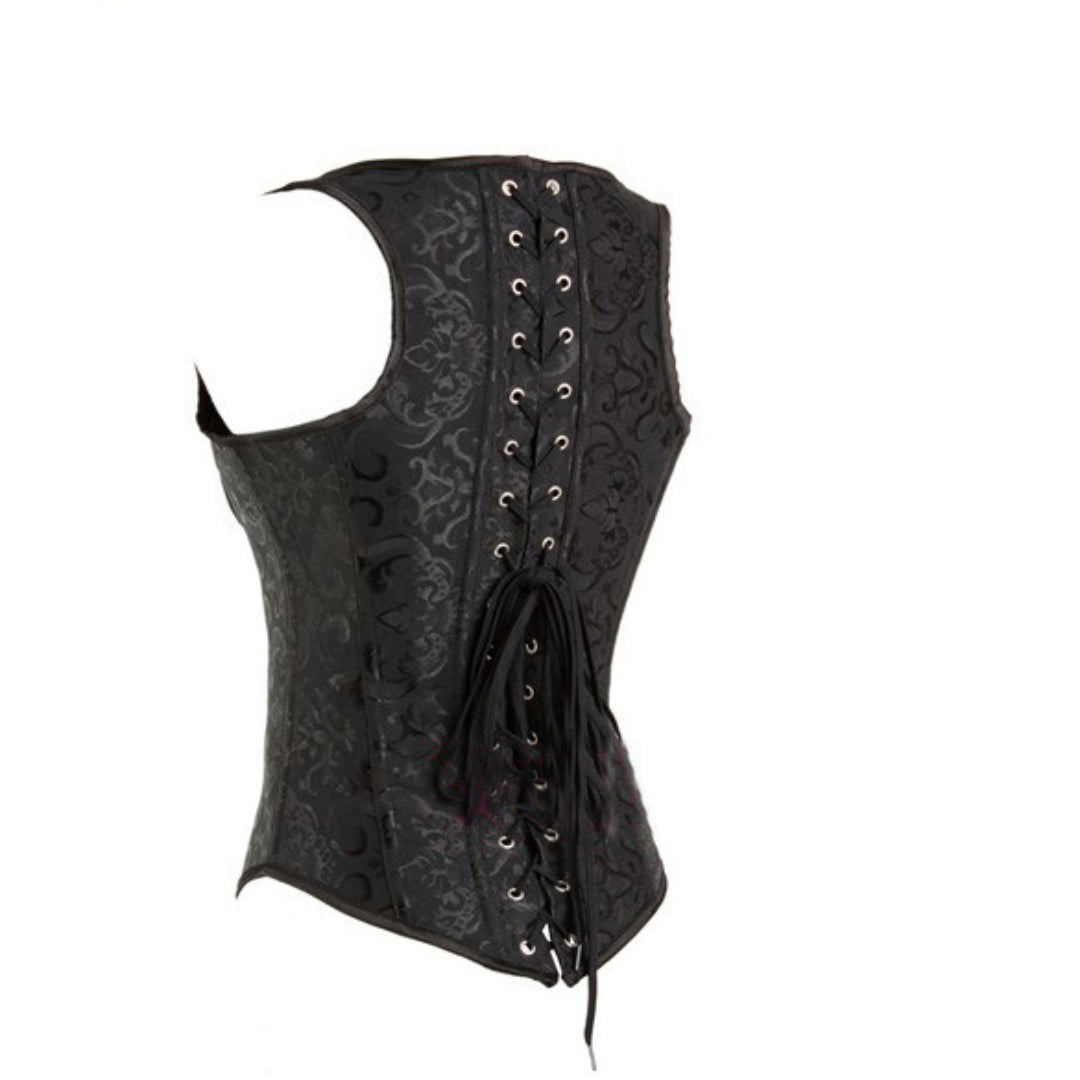Wide Shoulder Strap Embroidered Underbust Corset | JAMSHAPE