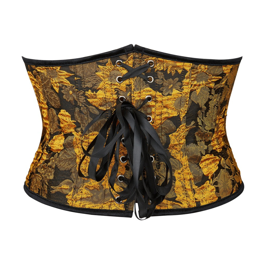 Floral Jacquard Fabric Zipper Waist Trainer Underbust Corset | JAMSHAPE