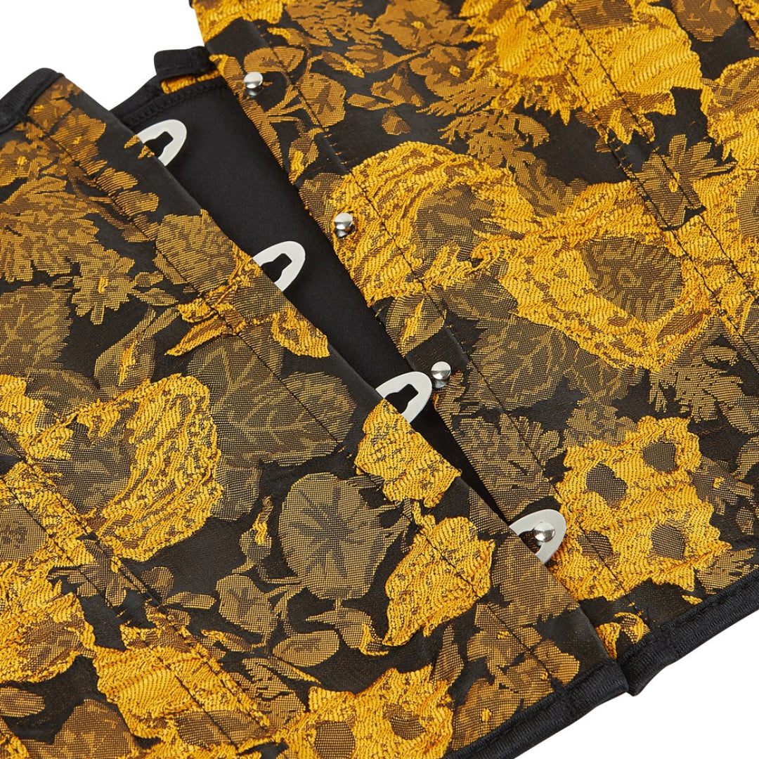 Floral Jacquard Fabric Zipper Waist Trainer Underbust Corset | JAMSHAPE
