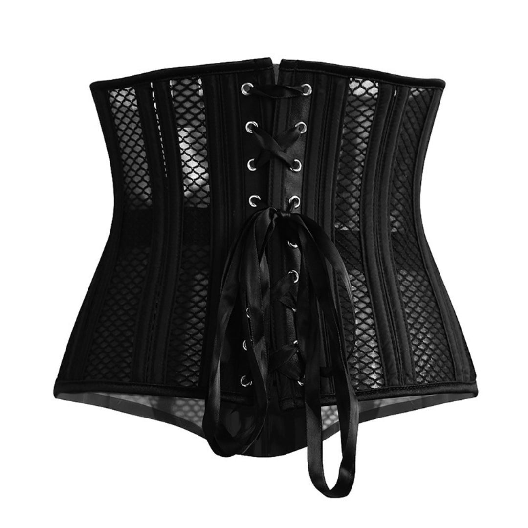 Steel Boned Lace Mesh Waist Trainer Underbust Corset | JAMSHAPE